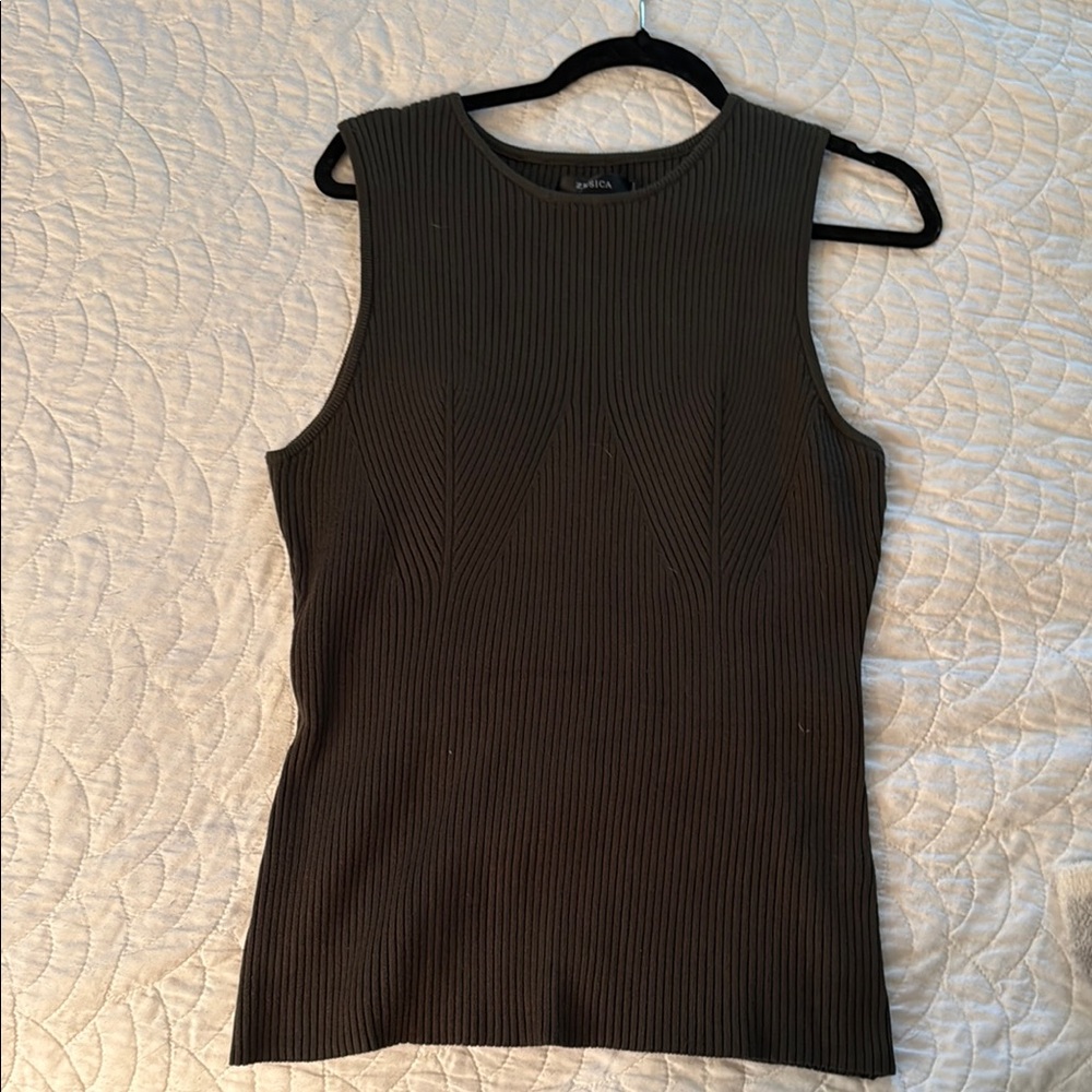 Sleeveless Ribbed Top - Green